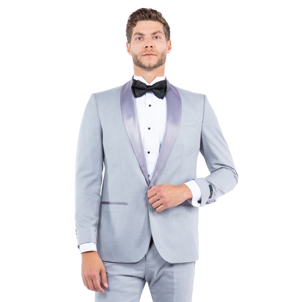 Shawl Collar (Tailored to Move & Flex) Tuxedo Separates Coat, Lt.Grey by ZeGarie